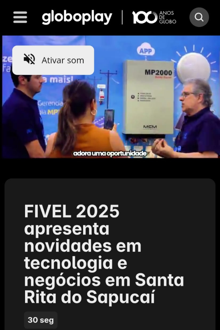 Print da notícia 'FIVEL 2025 apresenta novidades em tecnologia e negócios em Santa Rita do Sapucaí' no Globo Play